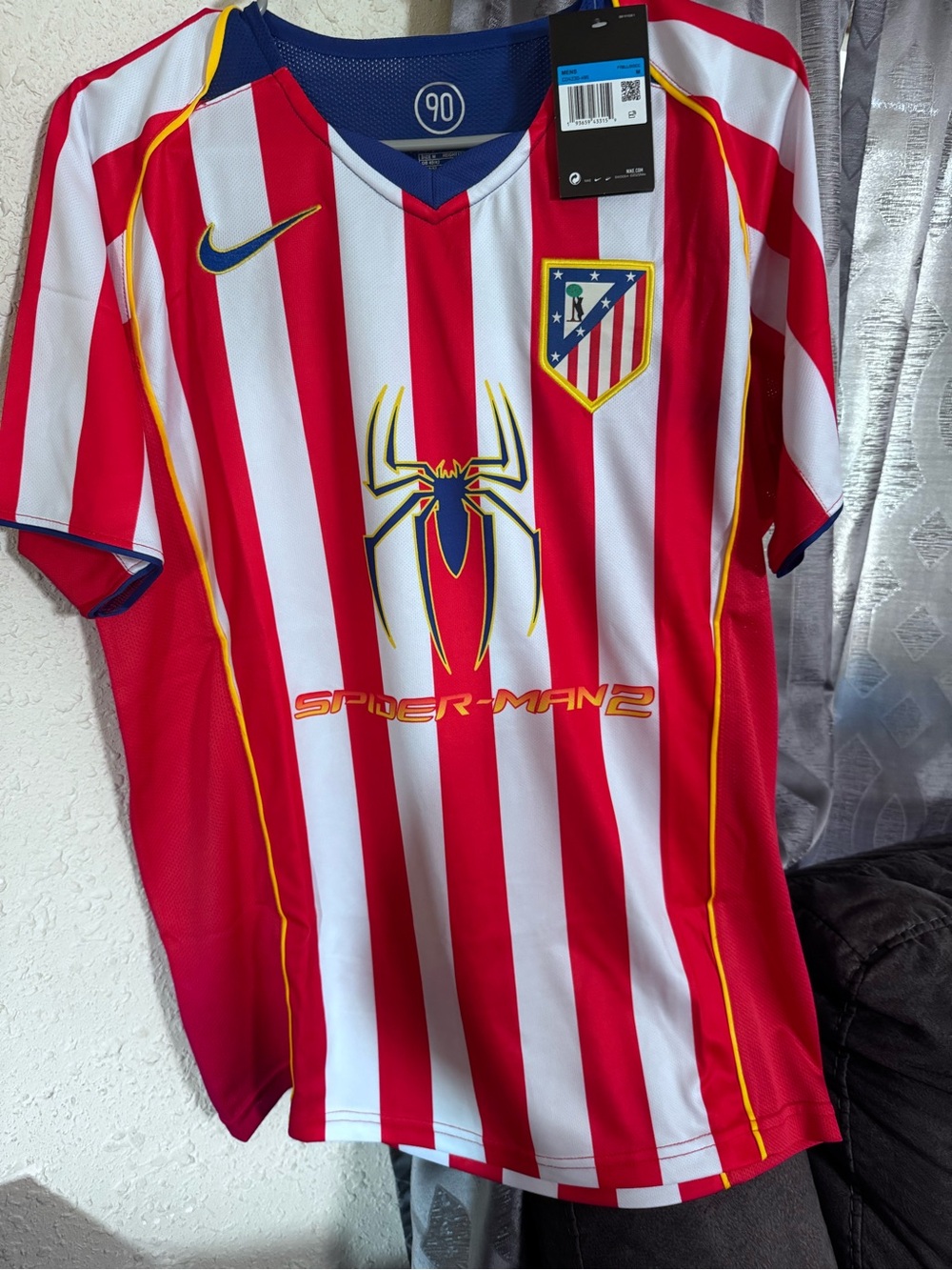 Nike Kids Red White Spider-Man 2 Atlético Stripe Soccer Jersey